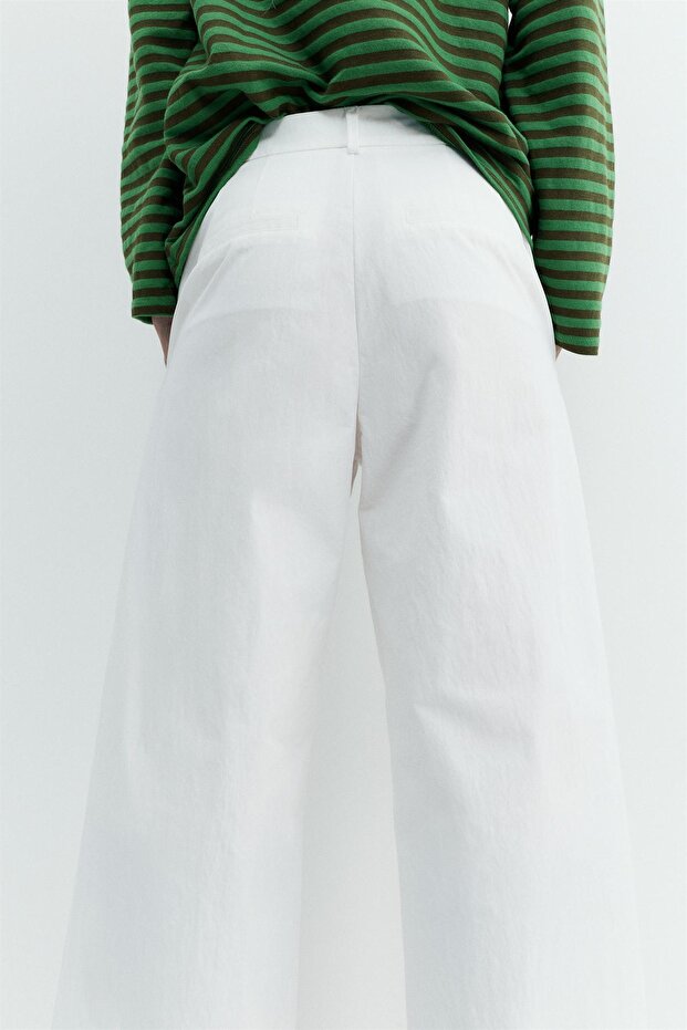 Beyaz çift pensli pantolon - 5