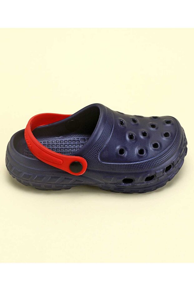 Solid Color Back Strap Closure Clogs - Navy Blue - 4