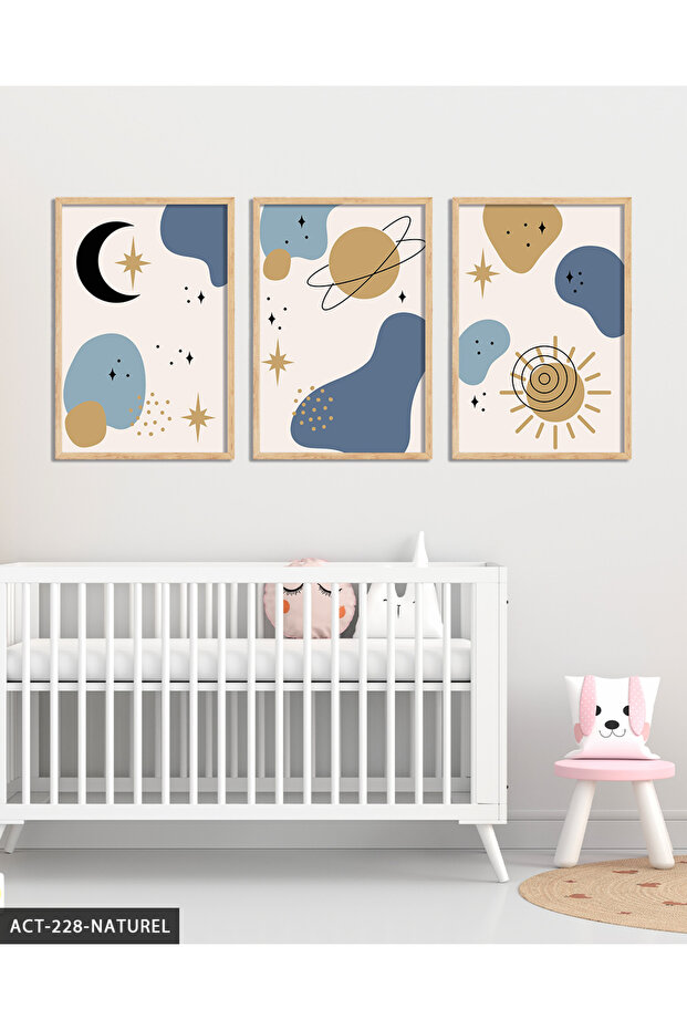 Sky Themed 3 Piece Wooden Framed Painting Act