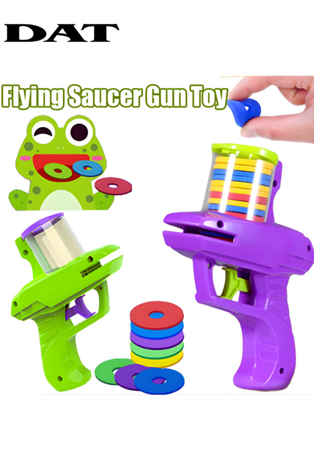 Flying Saucer Disc Shooter Toy Set with 15 Soft Foam Discs Easy Load & Trigger Launch, Game for Kids