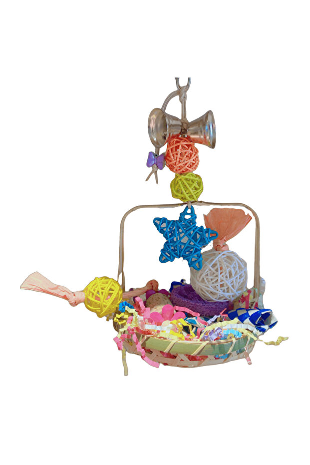 Flowervase With Star and Sphere Natural Bird Toy 25x14x13cm-BTLB01148