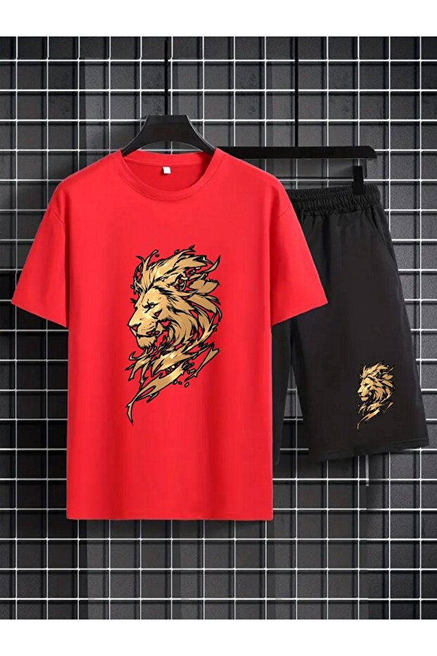 Sort Thsort Unisex Cotton Loose Fit Lion Printed Suit