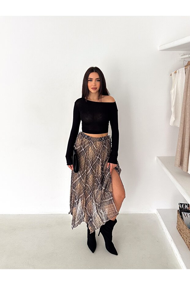 Women's Asymmetrical Cut Lined Chiffon Skirt – Elastic Waist, Modest Wear Compatible