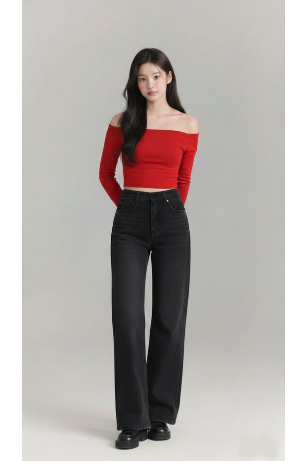 Women's Black Jeans Comfortable and Stylish Daily Palazzo Pants Jeans (Back to School)