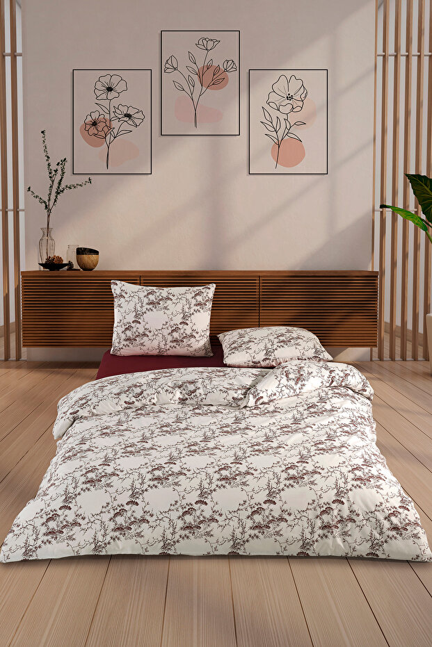 Blanc 100% Cotton Single Duvet Cover Set 160X220Cm Dark Burgundy