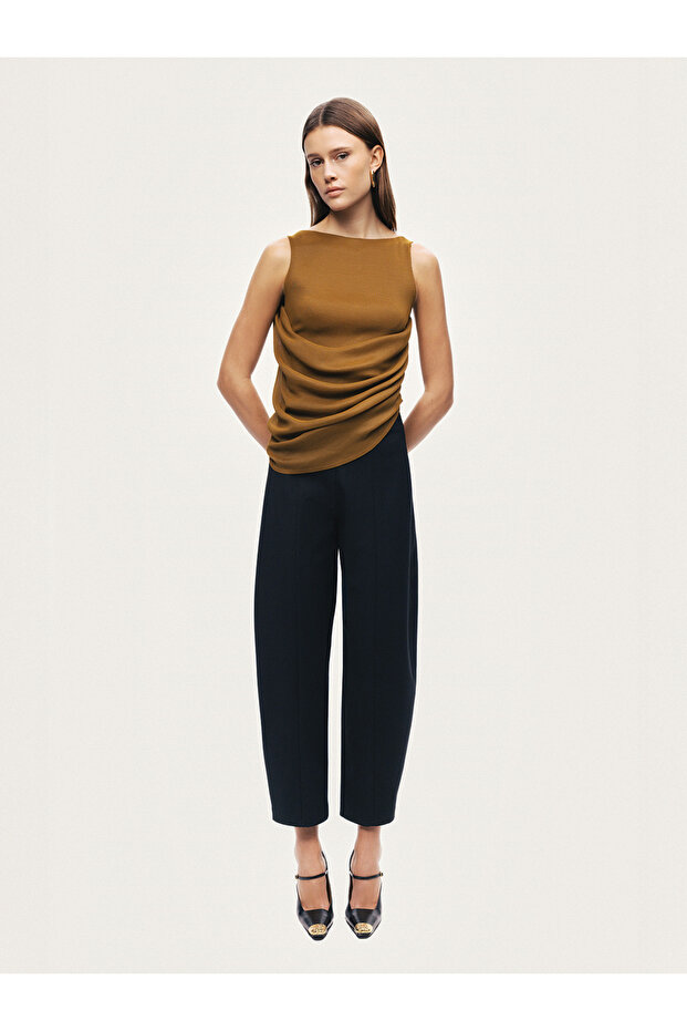 Dökümlü Drape Detaylı Bluz - 1