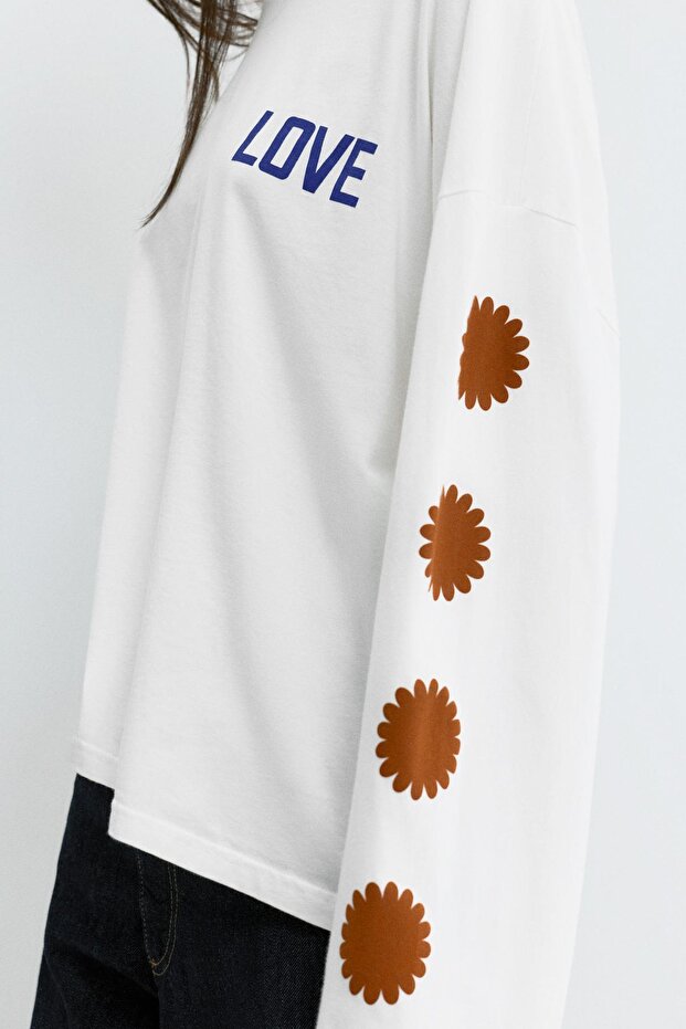 Love grafik baskılı t-shirt - 6