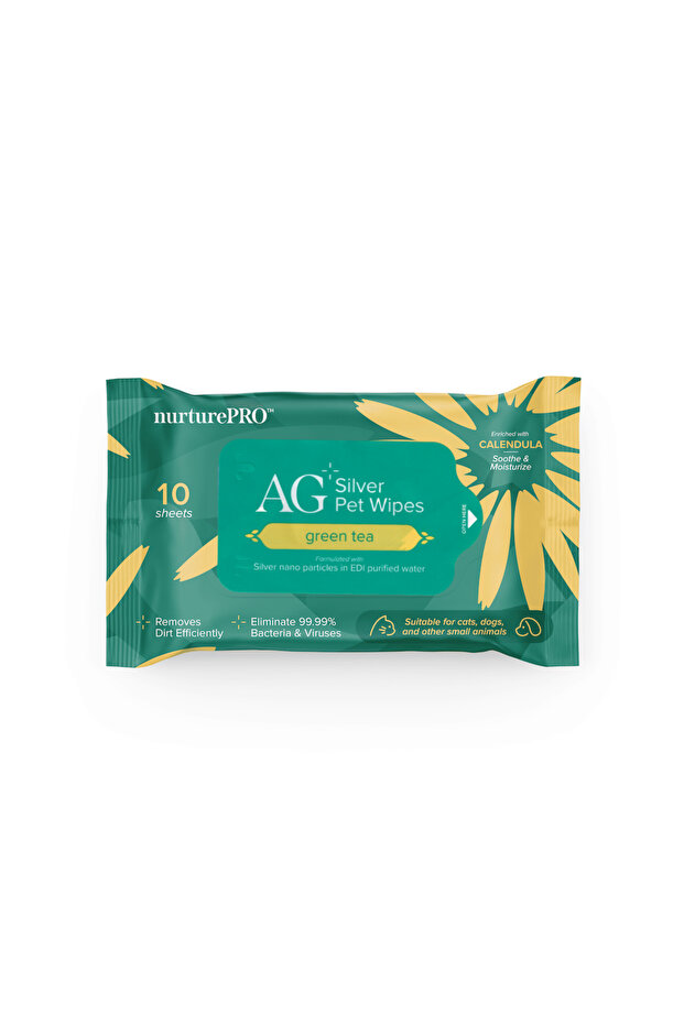 AG+ Silver Pet Wet Wipes -Green Tea (10 Sheets/ Pack)