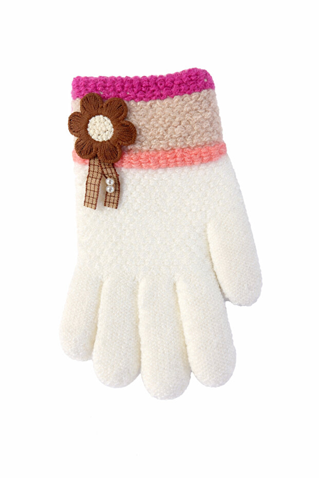 3-6 Yaş Örme Kız Çoçuk Eldiven - 1