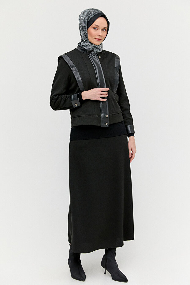 Yüksek Yakalı Örme Ceket - 3