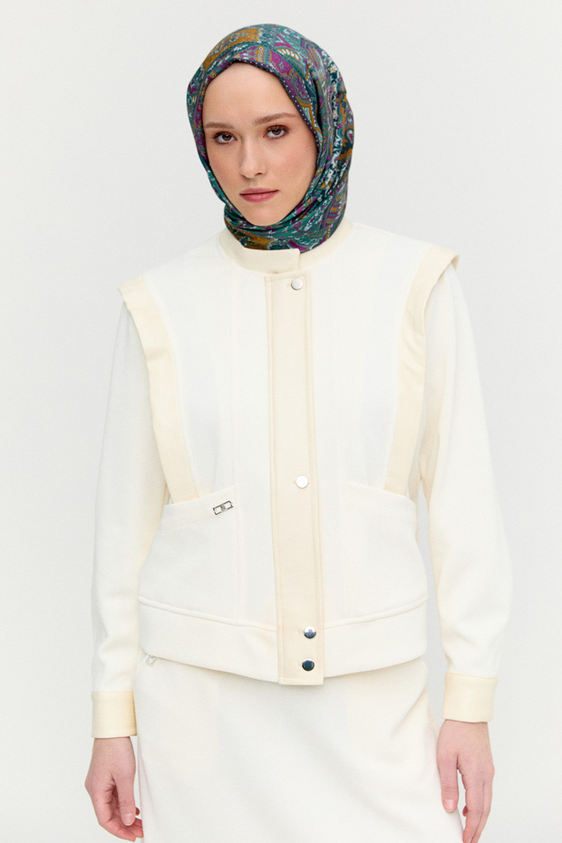 Yüksek Yakalı Örme Ceket - 2