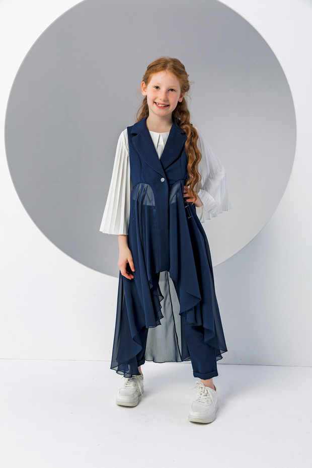 Girl's Tulle Asymmetrical Long Jacket – New Season