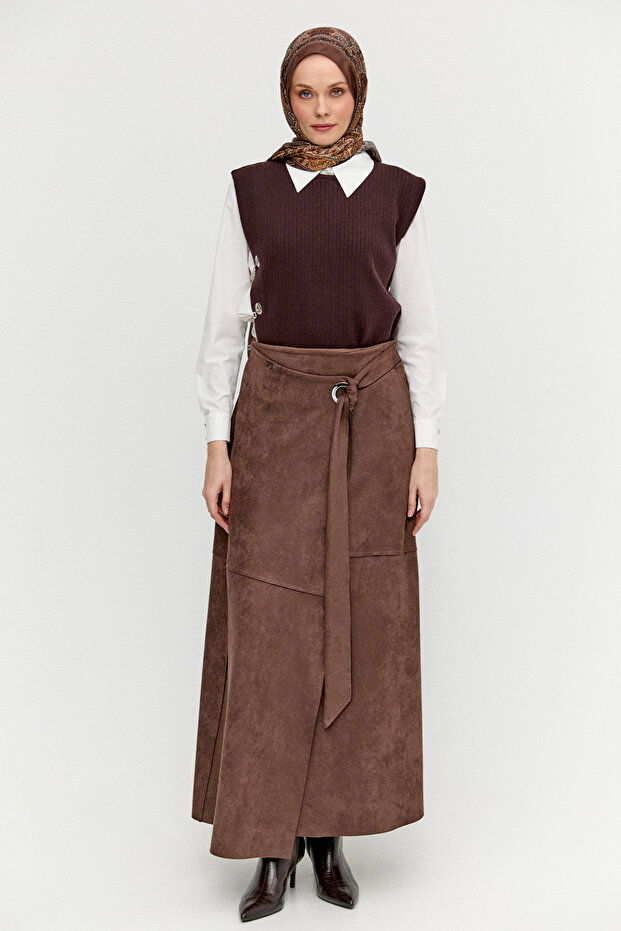 Süet Görünümlü Anvelop Etek - 3