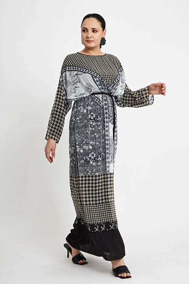 Desenli Uzun Elbise - 2