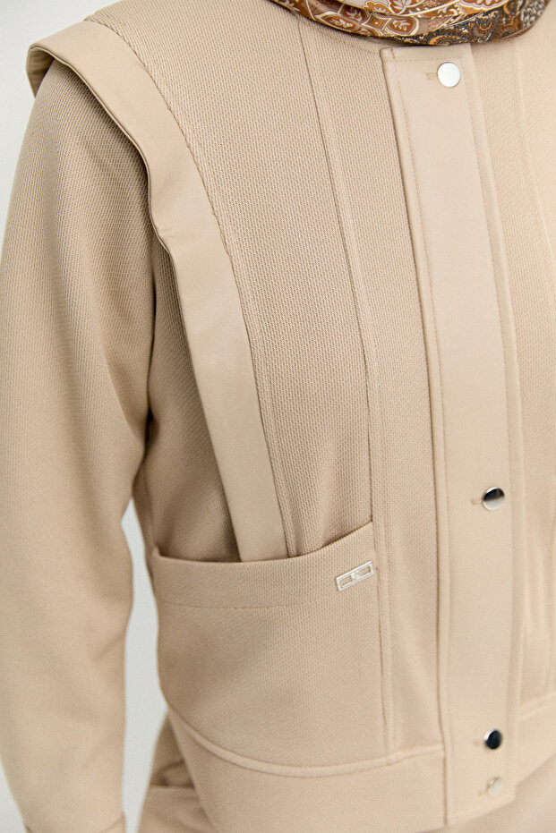 Yüksek Yakalı Örme Ceket - 4
