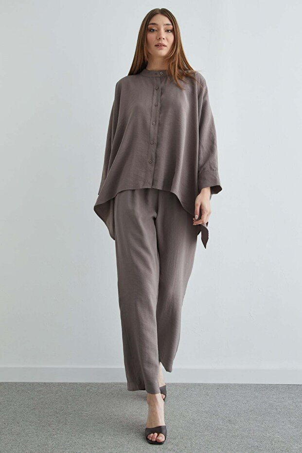 Bat Sleeve Buttoned 2-Piece Set