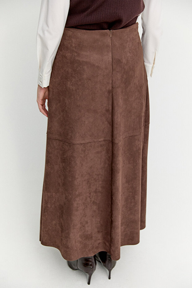 Süet Görünümlü Anvelop Etek - 4