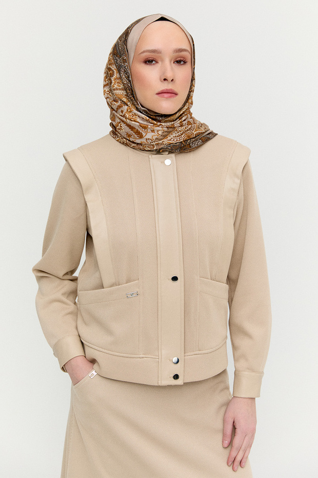 Yüksek Yakalı Örme Ceket - 3