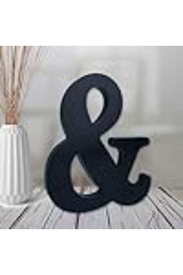 Wooden Free Standing Decorative Letter Slices - Black - 6inches (&)