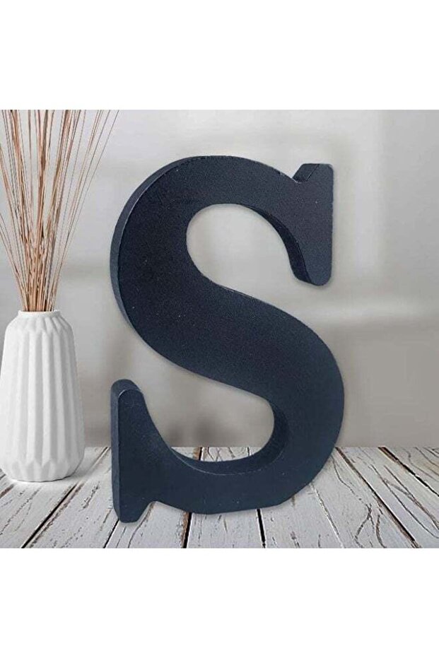 Wooden Free Standing Decorative Letter Slices - Black - 6inches (S)