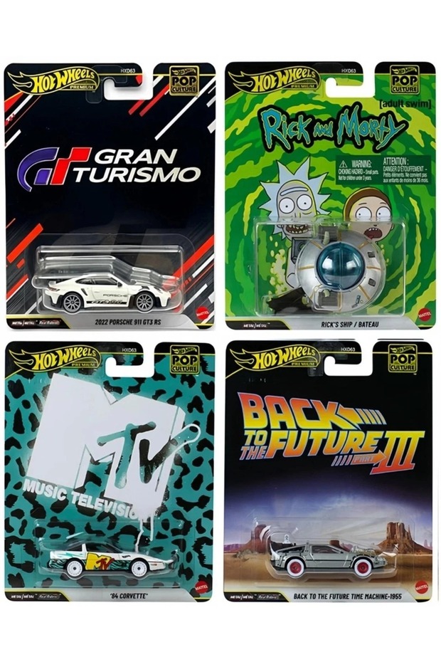Premium Pop Culture 4-Piece Set – Gran Turismo, Rick and Morty, Mtv, Back to the Future