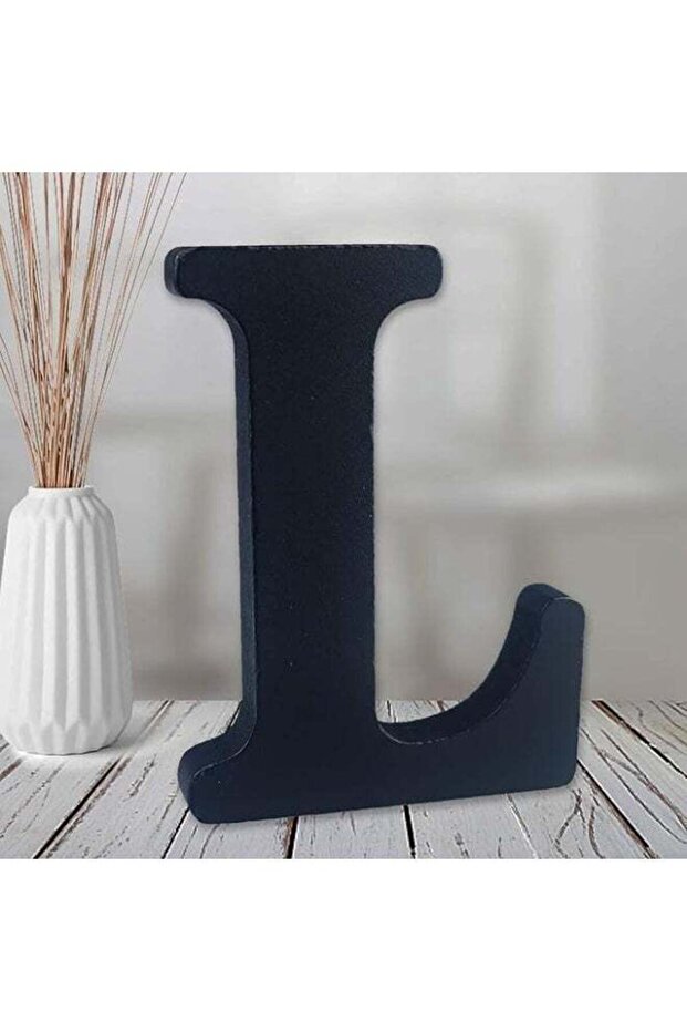 Wooden Free Standing Decorative Letter Slices - Black - 6inches (L)