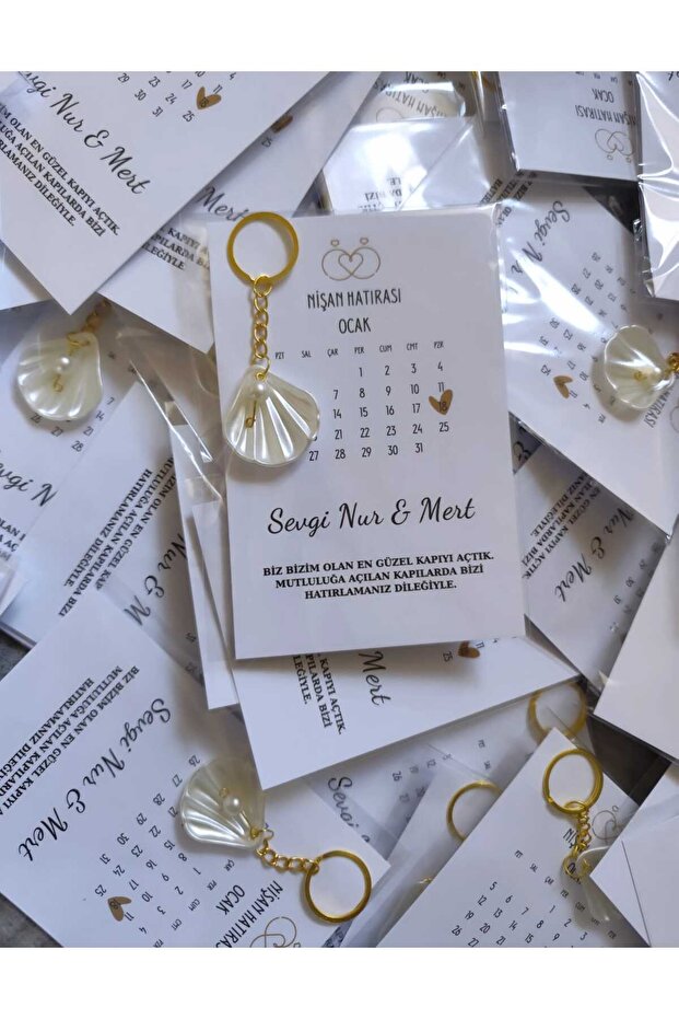 Promise, Engagement, Henna, Wedding Souvenir 10 Oyster Keychains
