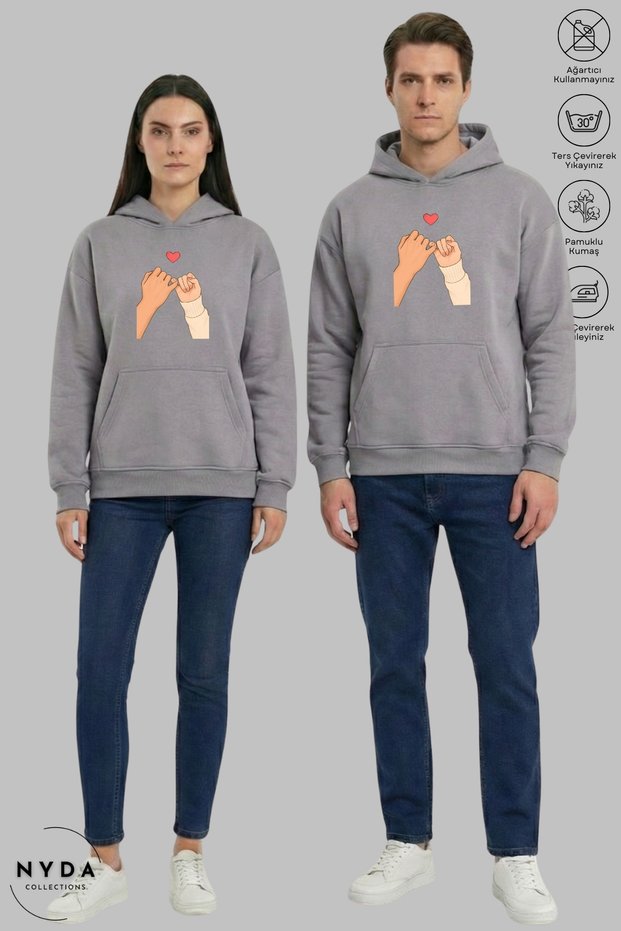 Dear Couple Combination Promise Sign B Printed Hoodie K Hooded Ş Fleece-Lined O Oversized Sweatshirt Set of 2