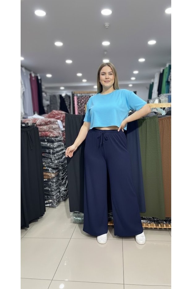 Casual Stylish Hair Braid Pants | Burgu Kumaş | Battal Size