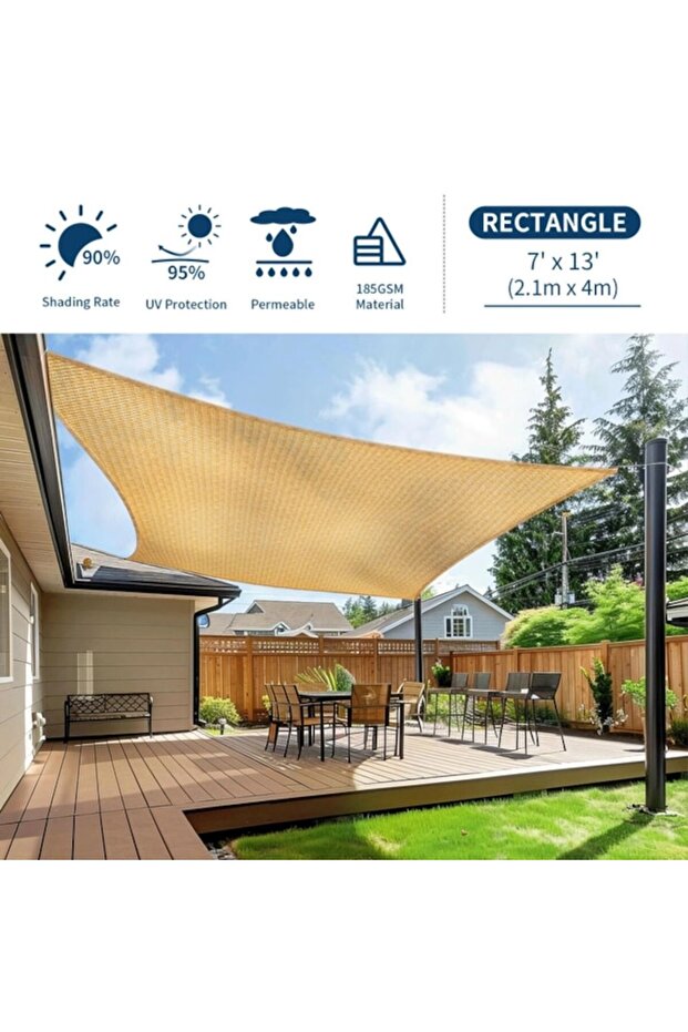 Rectangular Shade Sail 210 x 400 cm - 2