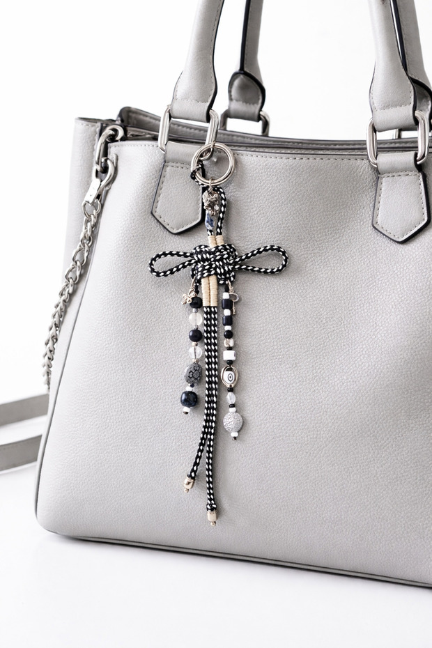 Night Talisman Black and White Luck Charm | Luck Knot Collection (Bag Charm / Keychain)