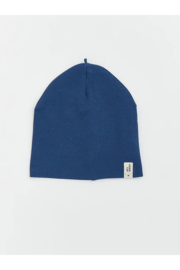 Navy Blue Label Embroidered Baby Boy Beanie (S6)