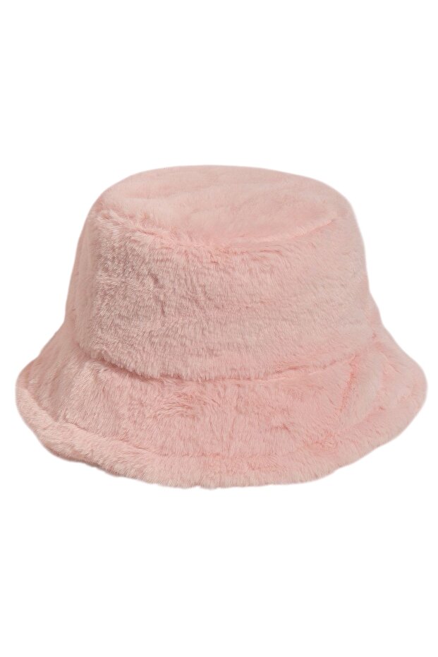 Pink Color Plush Bucket Hat