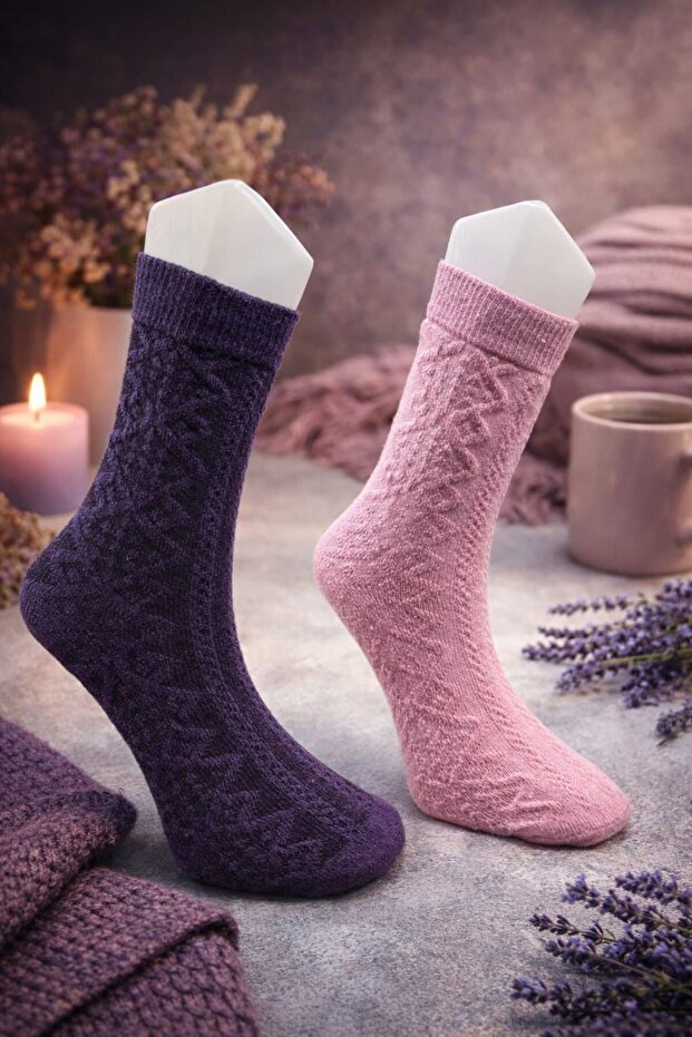 Women's Lambswool Wool Winter Custom Made Socks - 3 Pairs - Mixed Colors