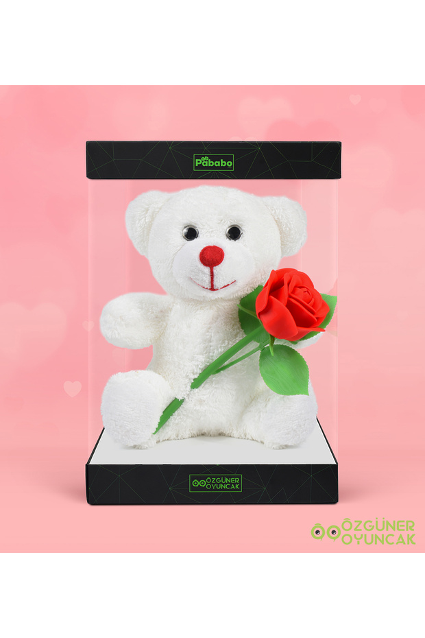 Valentine's Day Gift Boxed Plush Teddy Bear Holding 3D Rose Special Set for Lovers