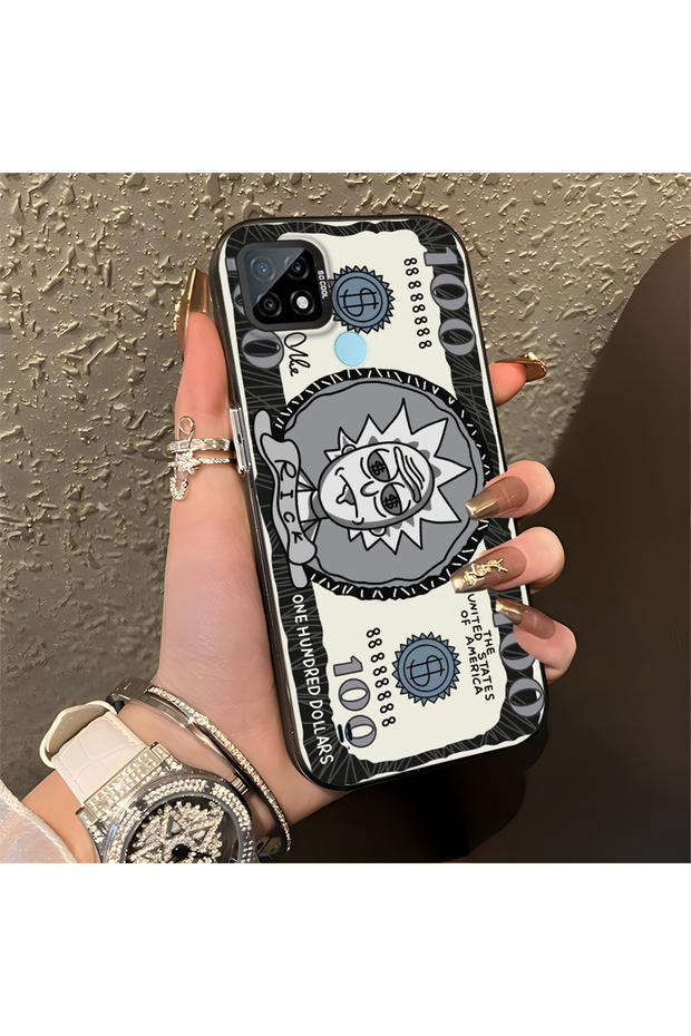 Realme C21 Compatible Hard Acrylic Back Silicone Edge Lens Protection Case Funny Pattern