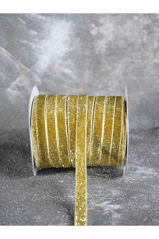 1 cm Velvet Decorative Ribbon 3 Meters (Gold-Yellow)-1 cm Glitter Ribbon