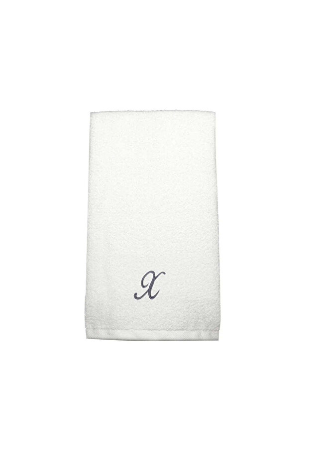 Monogrammed Letter "X" Hand Towel Silver Thread Cotton Personalised Letter