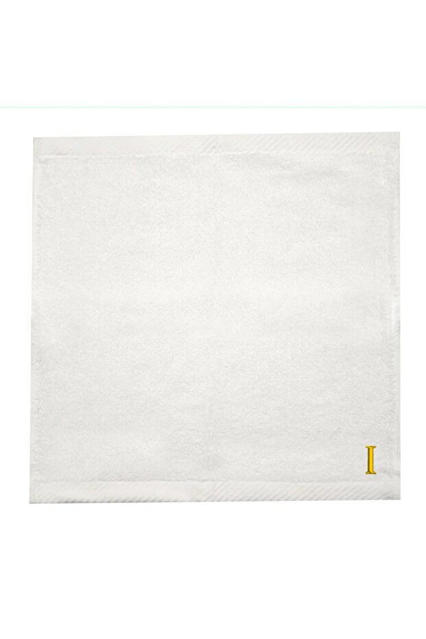 Monogrammed Letter "I" FaceTowel Gold Thread Cotton Personalised Letter