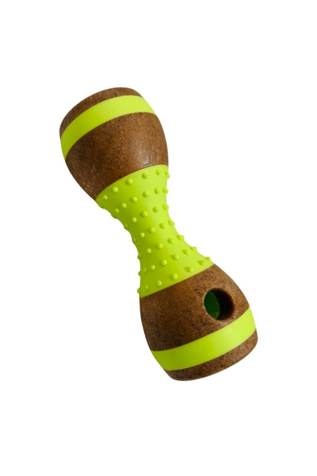 Dumbbell Nylon And Wood TPR Dog Treat Toy 15.2x6x6 cm