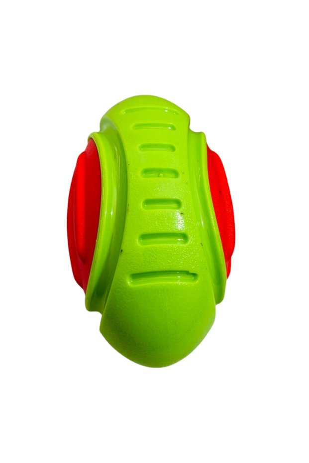 TPR Rubber Dual Color Rugby Ball With Squeker 17.3x10.2x10 cm -Green & Red