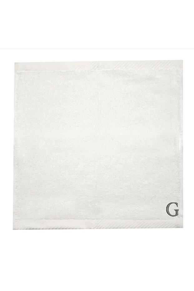 Monogrammed Letter "G" FaceTowel Silver Thread Cotton Personalised Letter