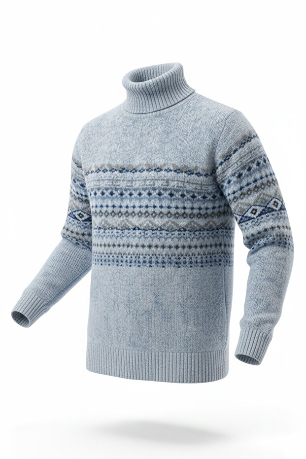 سترة رجالية بياقة دائرية ونقشة عرقية - 4