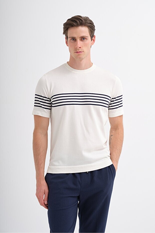 Men's Knitwear T-Shirt 30400 Ecru