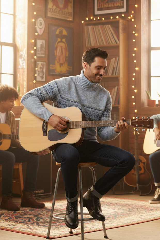 سترة رجالية بياقة دائرية ونقشة عرقية - 3