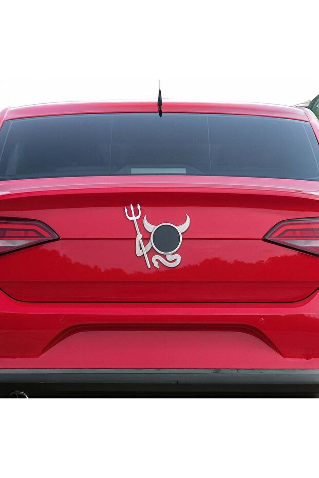 Silver Devil Car Emblem Sticker - 2