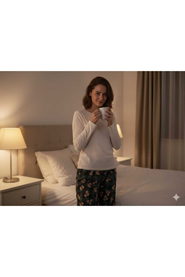 بيجامة سفلية منقوشة - 4