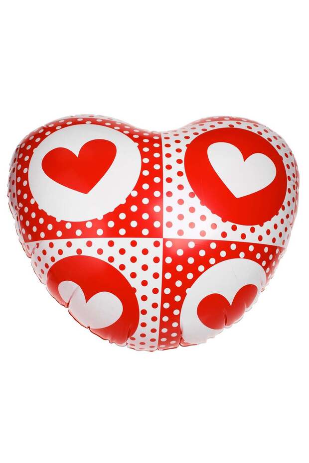 Red Polka Dot Patchwork Inflatable Heart 60cm - 1