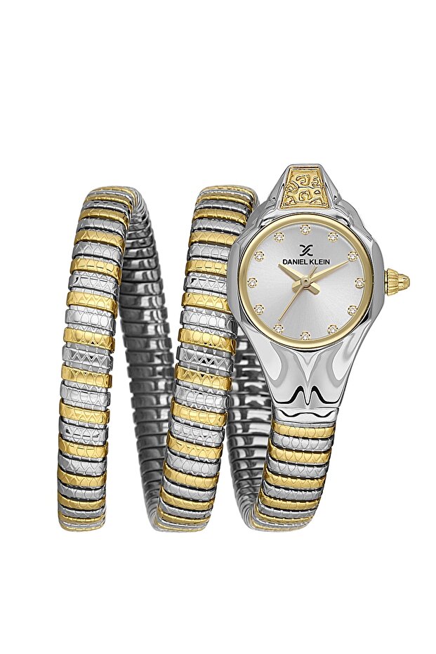 Gold Silver Color Snake Model Stone Wristwatch
