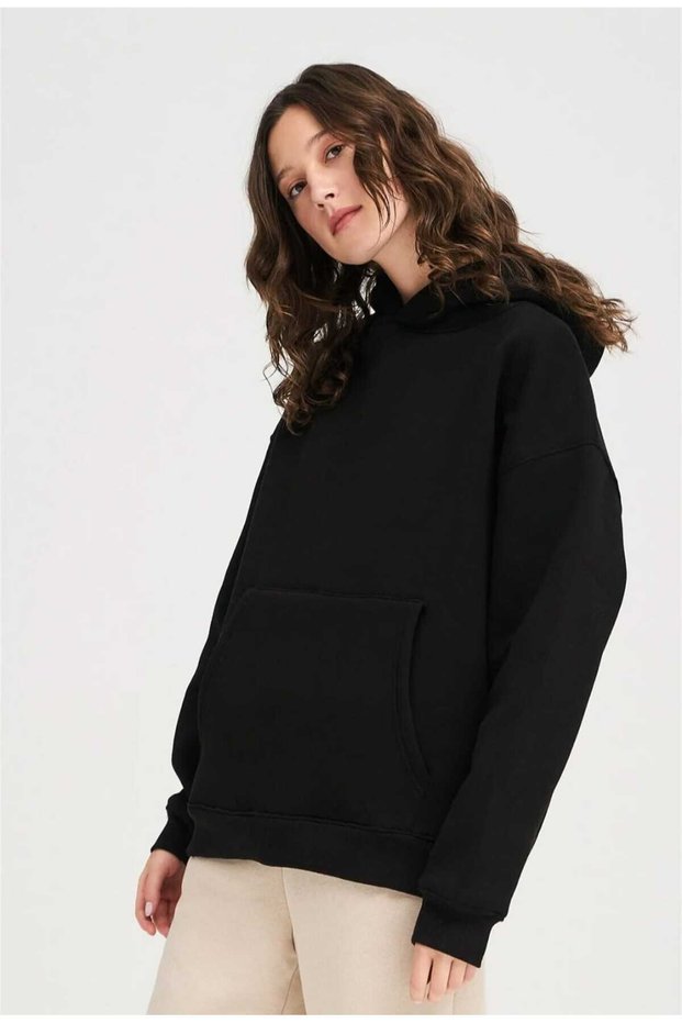 Unisex Simple Basic Sweatshirt Black Hoodie Oversized Oversized Wide Cut Hooded